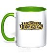 Mug with a colored handle League of legends logo V.1 kelly-green фото