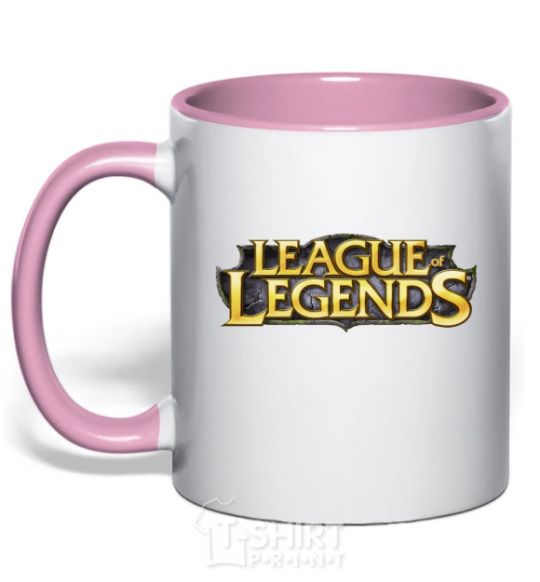 Mug with a colored handle League of legends logo V.1 light-pink фото