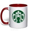 Mug with a colored handle Starbucks Levi red фото