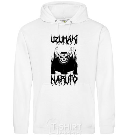 Men`s hoodie Naruto Skull B&W White фото