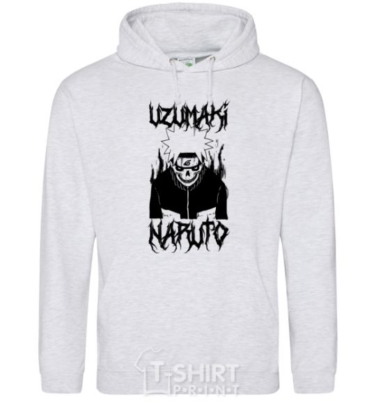 Men`s hoodie Naruto Skull B&W sport-grey фото