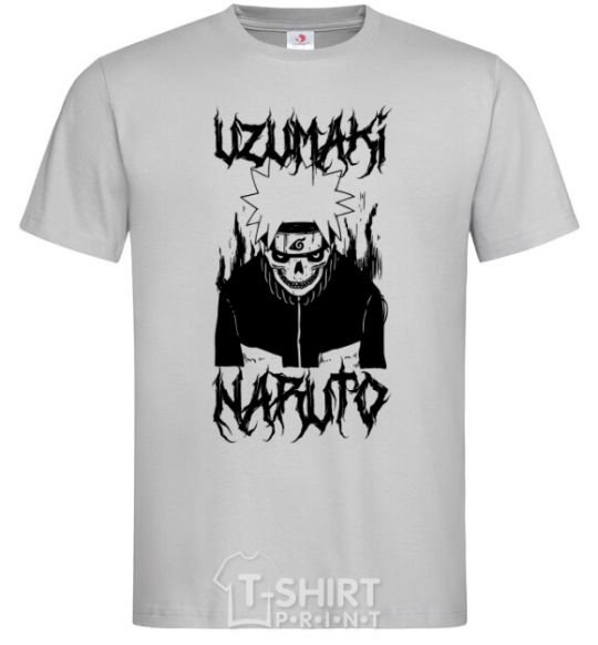 Men's T-Shirt Naruto Skull B&W grey фото