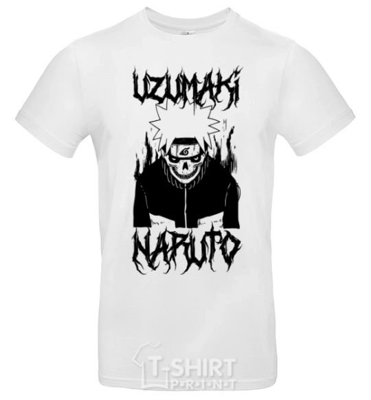 Men's T-Shirt Naruto Skull B&W White фото