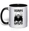 Mug with a colored handle Naruto Skull B&W black фото