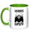 Mug with a colored handle Naruto Skull B&W kelly-green фото