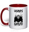 Mug with a colored handle Naruto Skull B&W red фото