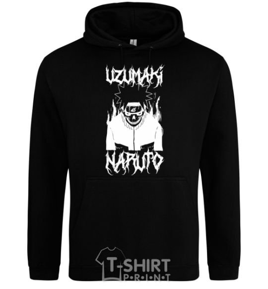 Men`s hoodie Naruto Skull B&W black фото
