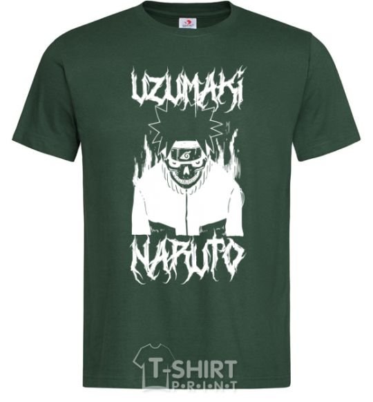 Men's T-Shirt Naruto Skull B&W bottle-green фото