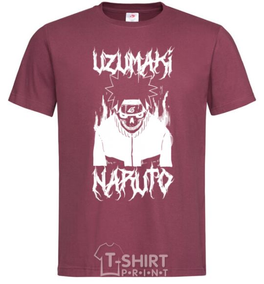 Men's T-Shirt Naruto Skull B&W burgundy фото