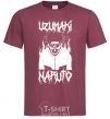 Men's T-Shirt Naruto Skull B&W burgundy фото