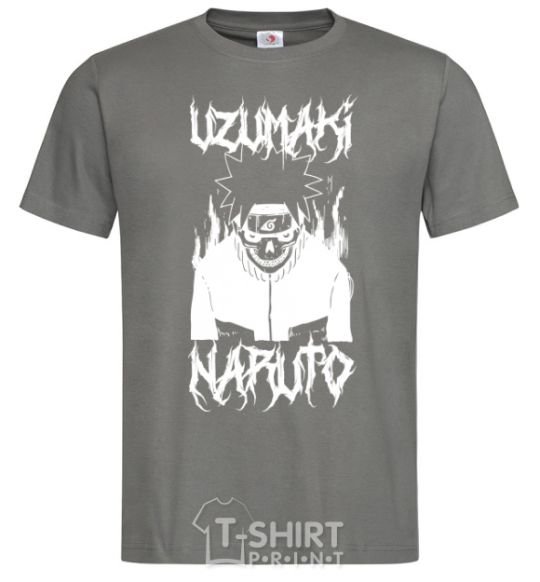 Men's T-Shirt Naruto Skull B&W dark-grey фото