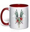 Mug with a colored handle Attack of the titans crests red фото