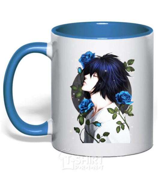Mug with a colored handle Al in Roses Notebook of Death royal-blue фото