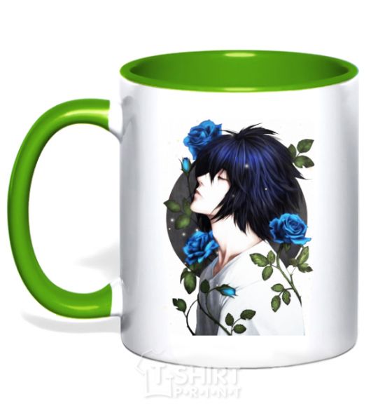 Mug with a colored handle Al in Roses Notebook of Death kelly-green фото