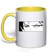 Mug with a colored handle Levi Attack On Titan yellow фото