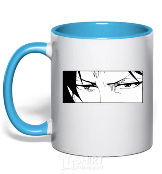 Mug with a colored handle Levi Attack On Titan sky-blue фото