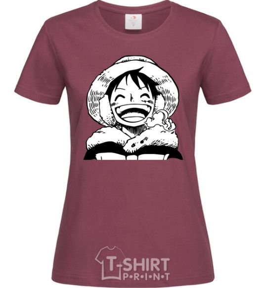 Women's T-shirt One Piece w|b burgundy фото