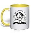 Mug with a colored handle One Piece w|b yellow фото