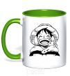 Mug with a colored handle One Piece w|b kelly-green фото