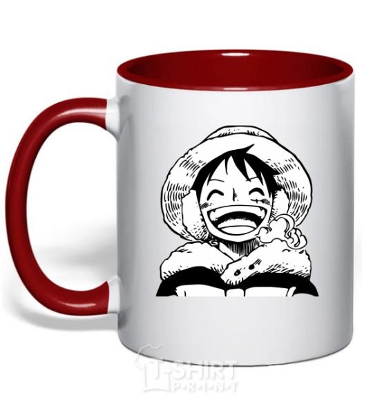 Mug with a colored handle One Piece w|b red фото