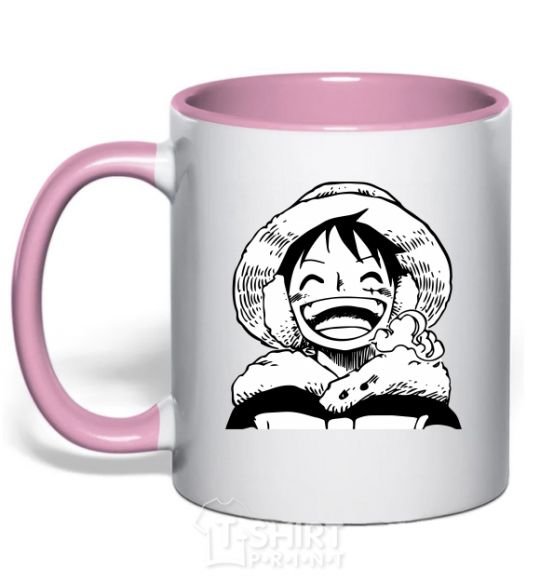 Mug with a colored handle One Piece w|b light-pink фото