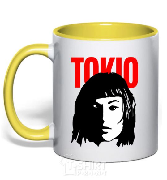 Mug with a colored handle TOKIO Paper House yellow фото