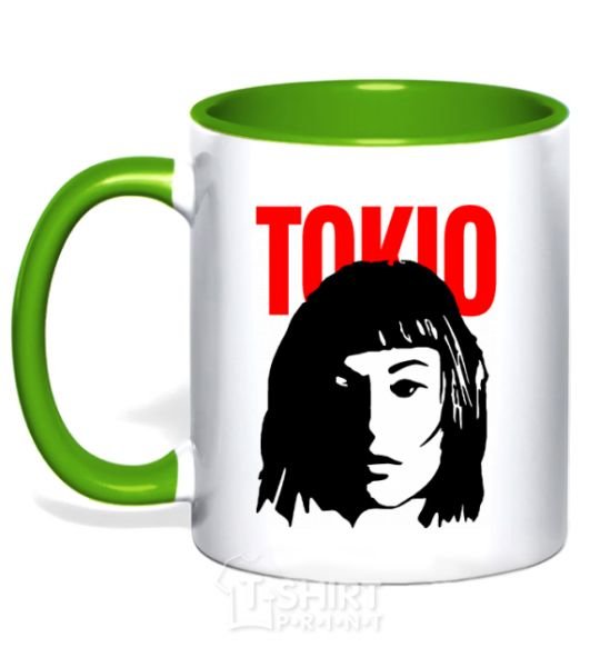 Mug with a colored handle TOKIO Paper House kelly-green фото