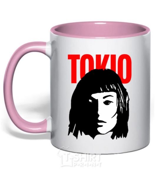 Mug with a colored handle TOKIO Paper House light-pink фото