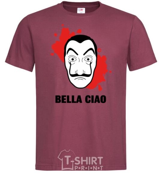 Men's T-Shirt BELLA CIAO stains burgundy фото