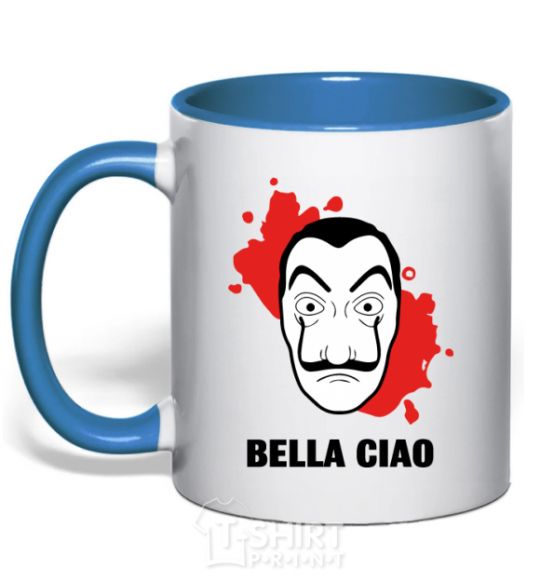 Mug with a colored handle BELLA CIAO stains royal-blue фото