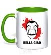 Mug with a colored handle BELLA CIAO stains kelly-green фото