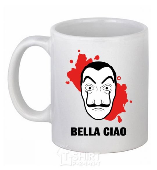 Ceramic mug BELLA CIAO stains White фото