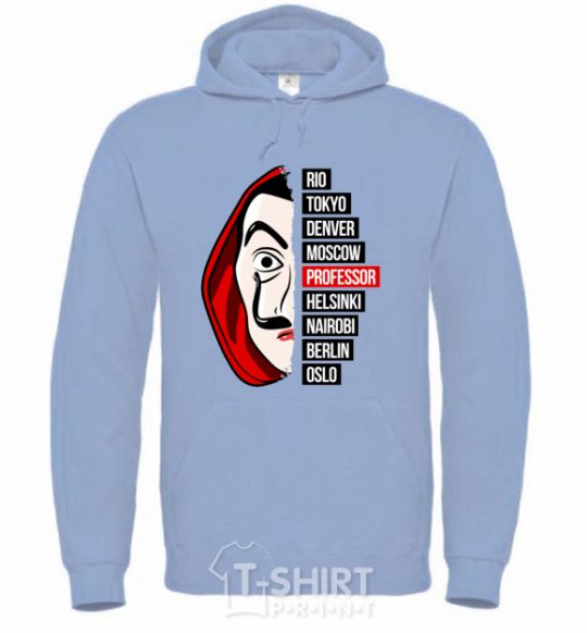 Men`s hoodie Paper House Professor sky-blue фото