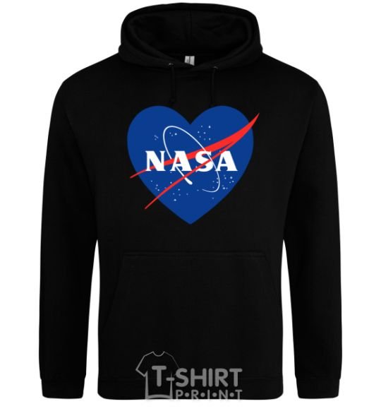 Men`s hoodie Nasa logo heart black фото