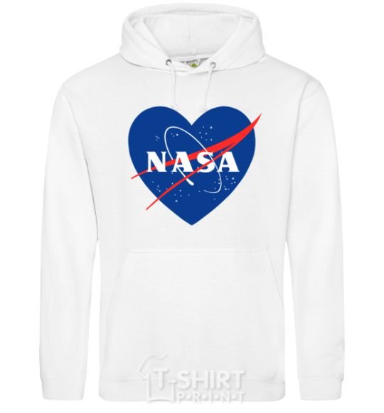 Men`s hoodie Nasa logo heart White фото