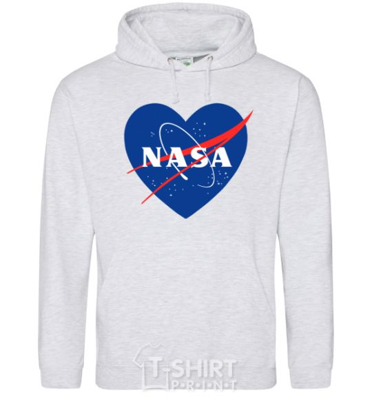 Men`s hoodie Nasa logo heart sport-grey фото