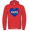 Men`s hoodie Nasa logo heart bright-red фото