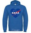 Мужская толстовка (худи) Nasa logo сердце Сине-зеленый фото