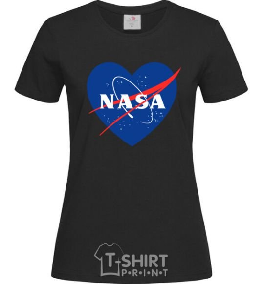 Women's T-shirt Nasa logo heart black фото