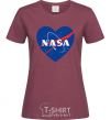 Women's T-shirt Nasa logo heart burgundy фото