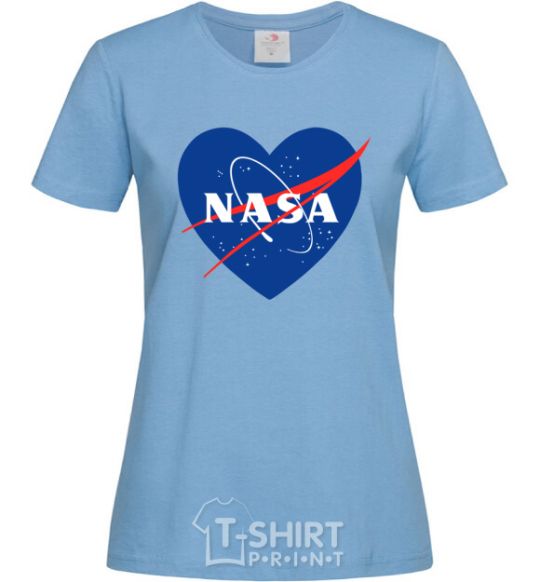 Women's T-shirt Nasa logo heart sky-blue фото