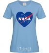 Women's T-shirt Nasa logo heart sky-blue фото