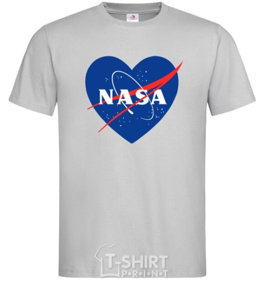 Men's T-Shirt Nasa logo heart grey фото