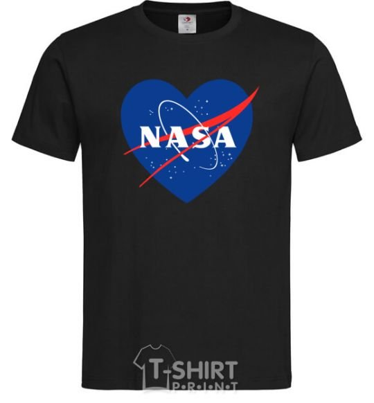 Men's T-Shirt Nasa logo heart black фото