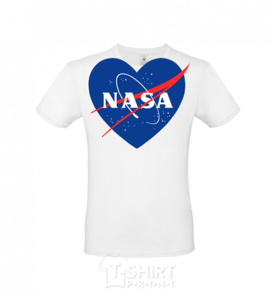 Men's T-Shirt Nasa logo heart White фото