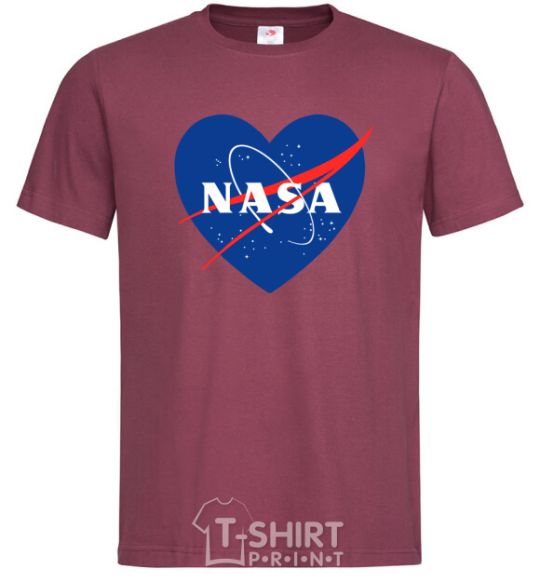 Men's T-Shirt Nasa logo heart burgundy фото