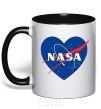 Mug with a colored handle Nasa logo heart black фото