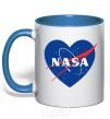 Mug with a colored handle Nasa logo heart royal-blue фото