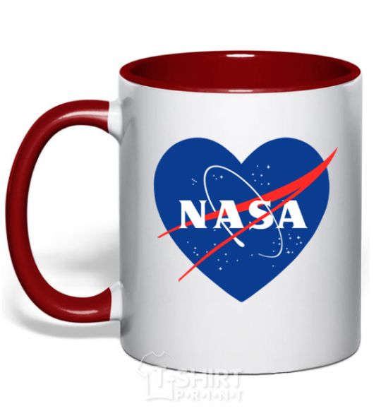 Mug with a colored handle Nasa logo heart red фото