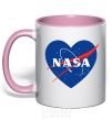 Mug with a colored handle Nasa logo heart light-pink фото